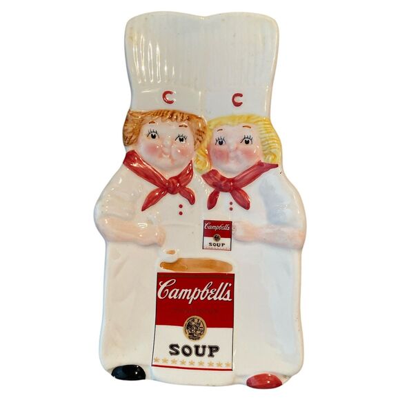 1998 Campbell’s Soup Kids Ceramic Spoon Rest Vintage Red White Kitchen Decor - Picture 2 of 6
